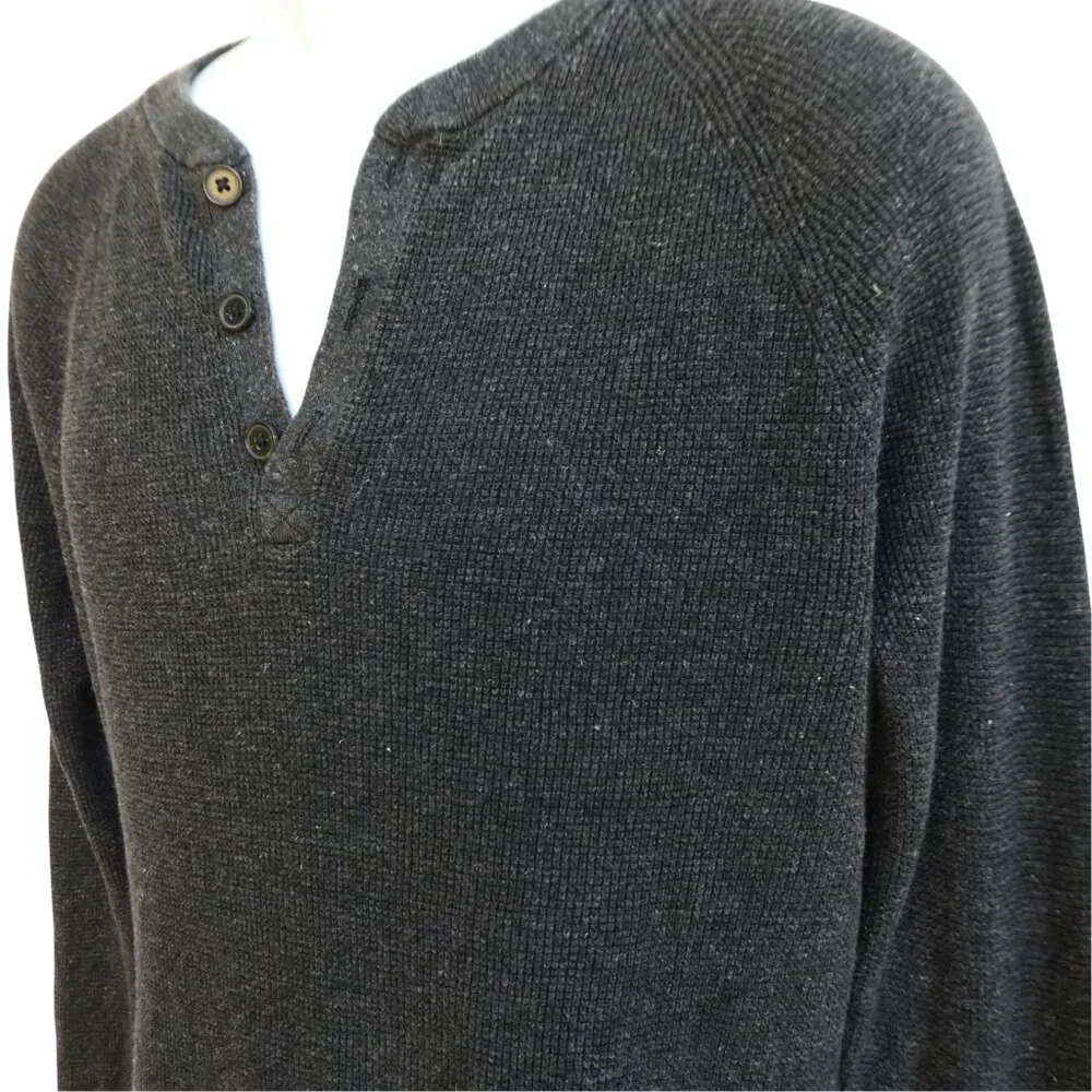 Silk Linen Henley Banana Republic Long Sleeve Thermal Charcoal Grey Streetwear L